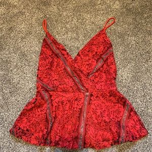 Red lace tank top